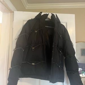 NWT Manière de Voir mens black puffer a reflective bungees - size medium